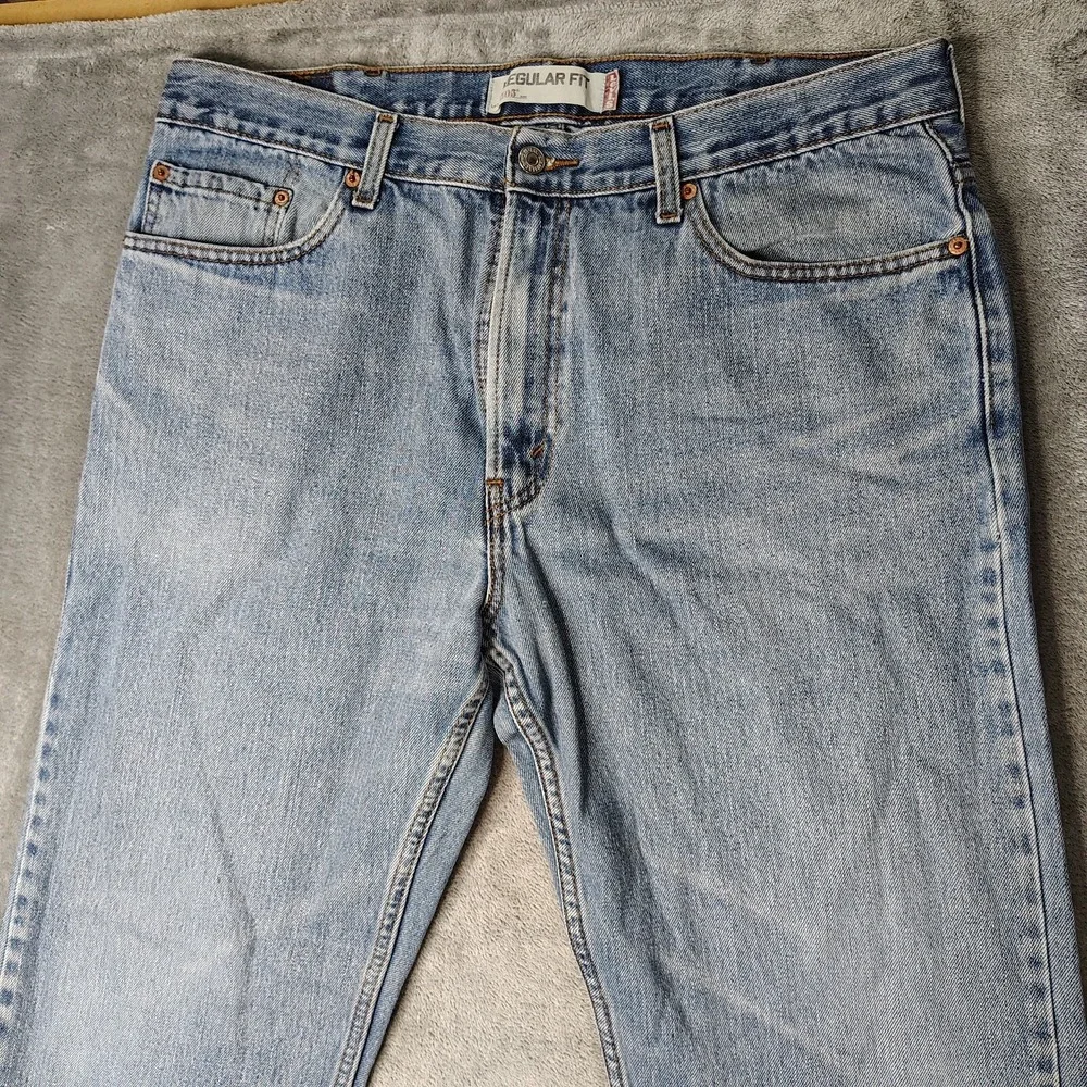 Y2K Levi's 505‎ Regular Fit Jeans Mens 38x34 Light Wash Blue Straight Leg Cotton